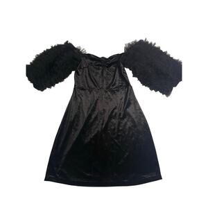 Zara Black Velvet Dress Mini Babydoll Balloon Sleeves  Medium Holiday Party